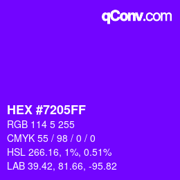 Color code: HEX #7205FF | qconv.com