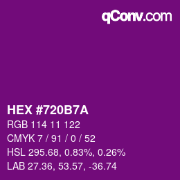 Color code: HEX #720B7A | qconv.com