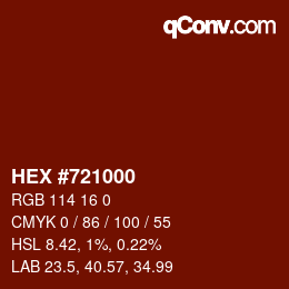 Color code: HEX #721000 | qconv.com