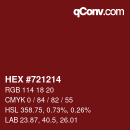 颜色代码: HEX #721214 | qconv.com