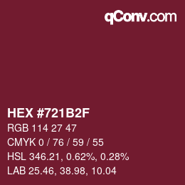 Color code: HEX #721B2F | qconv.com