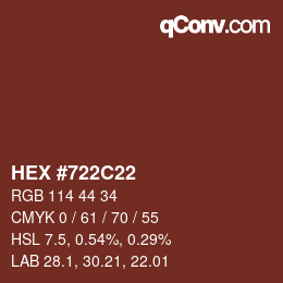 Color code: HEX #722C22 | qconv.com