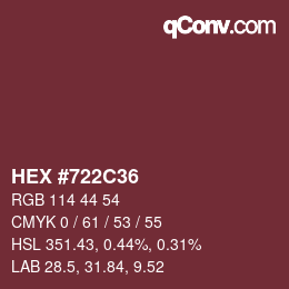 颜色代码: HEX #722C36 | qconv.com