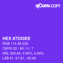 颜色代码: HEX #7230EE | qconv.com