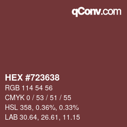 Farbcode: HEX #723638 | qconv.com