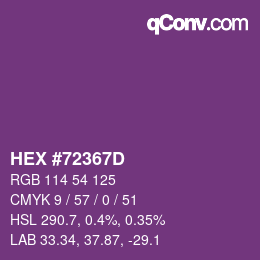 Color code: HEX #72367D | qconv.com