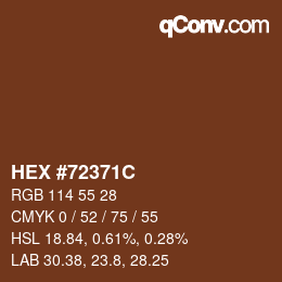 Color code: HEX #72371C | qconv.com
