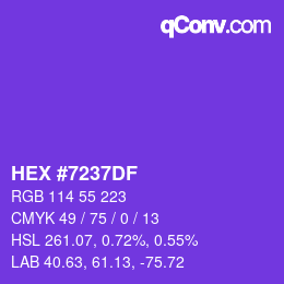 颜色代码: HEX #7237DF | qconv.com