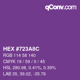 Color code: HEX #723A8C | qconv.com