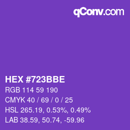 カラーコード: HEX #723BBE | qconv.com