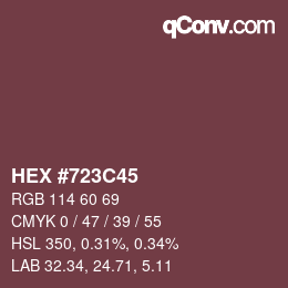 Código de color: HEX #723C45 | qconv.com