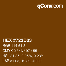 颜色代码: HEX #723D03 | qconv.com