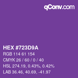 Color code: HEX #723D9A | qconv.com