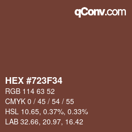 Color code: HEX #723F34 | qconv.com