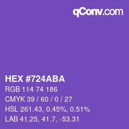 Farbcode: HEX #724ABA | qconv.com