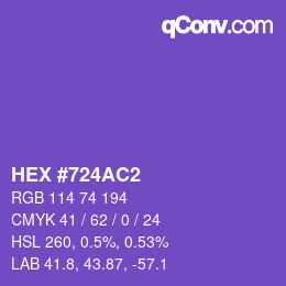カラーコード: HEX #724AC2 | qconv.com