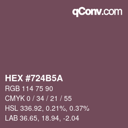 Color code: HEX #724B5A | qconv.com