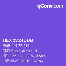 颜色代码: HEX #724DDB | qconv.com
