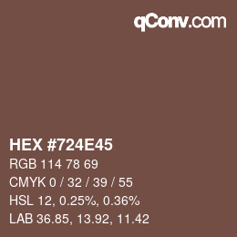 Farbcode: HEX #724E45 | qconv.com