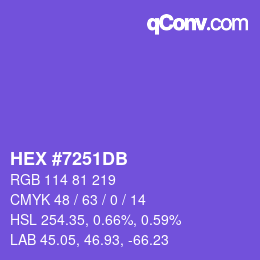 颜色代码: HEX #7251DB | qconv.com