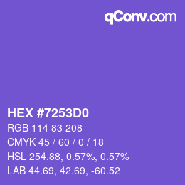 カラーコード: HEX #7253D0 | qconv.com