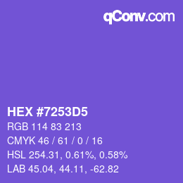 Farbcode: HEX #7253D5 | qconv.com