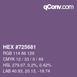 Farbcode: HEX #725681 | qconv.com