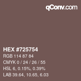 Color code: HEX #725754 | qconv.com