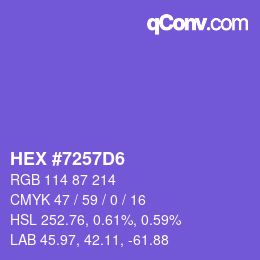 Farbcode: HEX #7257D6 | qconv.com
