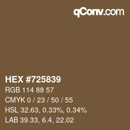 Código de color: HEX #725839 | qconv.com