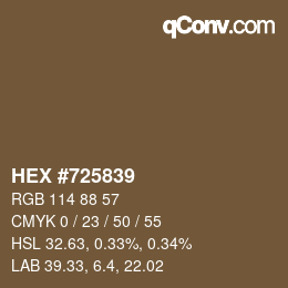 颜色代码: HEX #725839 | qconv.com