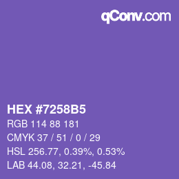 カラーコード: HEX #7258B5 | qconv.com