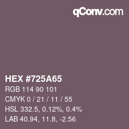 カラーコード: HEX #725A65 | qconv.com