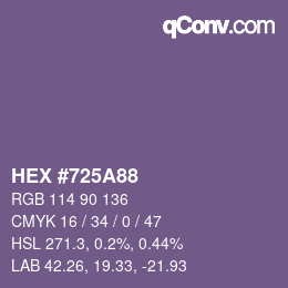 カラーコード: HEX #725A88 | qconv.com