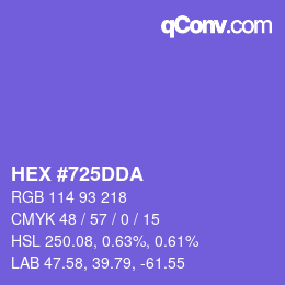 Color code: HEX #725DDA | qconv.com