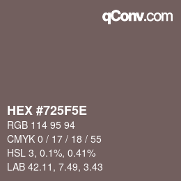 Color code: HEX #725F5E | qconv.com