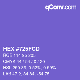 カラーコード: HEX #725FCD | qconv.com