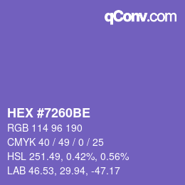 Color code: HEX #7260BE | qconv.com