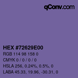 Color code: HEX #72629E00 | qconv.com