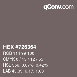 Color code: HEX #726364 | qconv.com