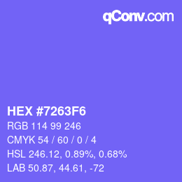 Color code: HEX #7263F6 | qconv.com