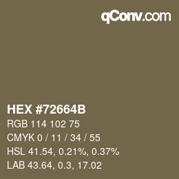 Farbcode: HEX #72664B | qconv.com