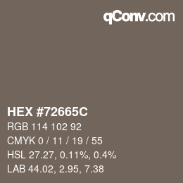 Color code: HEX #72665C | qconv.com