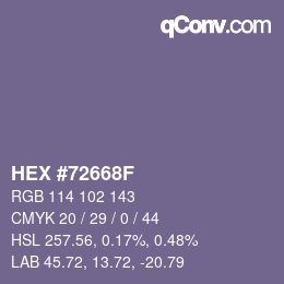 カラーコード: HEX #72668F | qconv.com