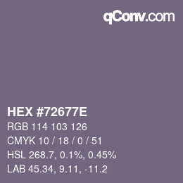 Color code: HEX #72677E | qconv.com