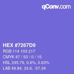 Color code: HEX #7267D9 | qconv.com