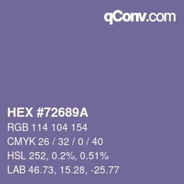 Color code: HEX #72689A | qconv.com