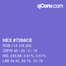 カラーコード: HEX #7268CE | qconv.com