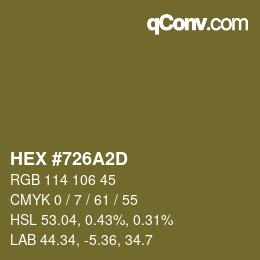 颜色代码: HEX #726A2D | qconv.com