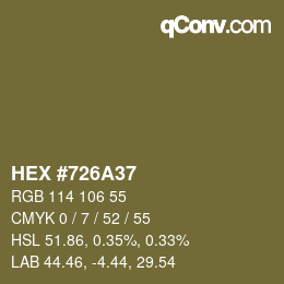 Farbcode: HEX #726A37 | qconv.com